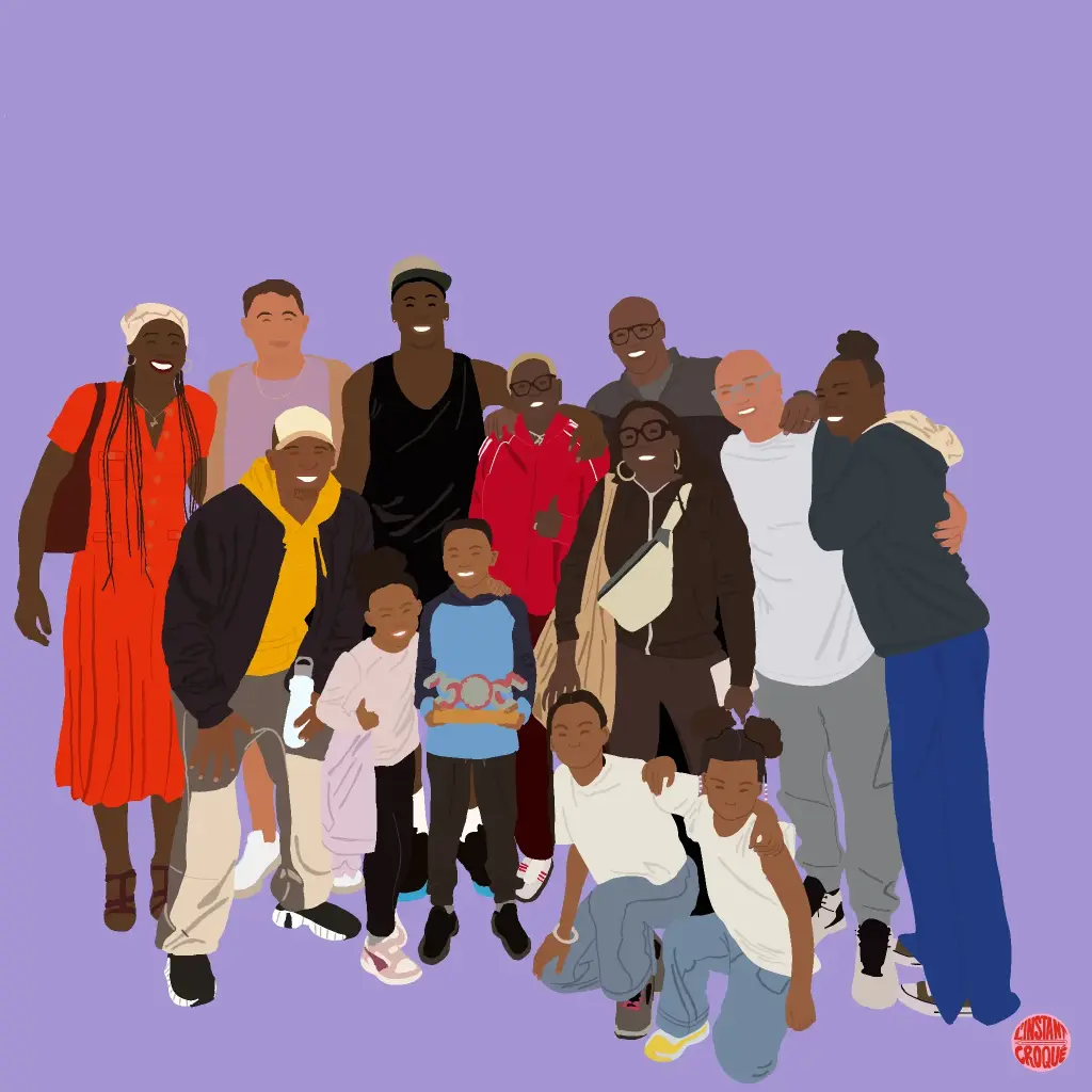 Portrait de groupe à croquer - Fond uni (11-12 personnes, Envoi numérique)